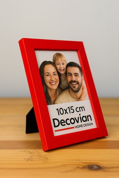 DecovianHomeDesign Natural Wood Modern Footed 10X15 Photo Frame |   Red Colored Desktop Frame |   Unpainted