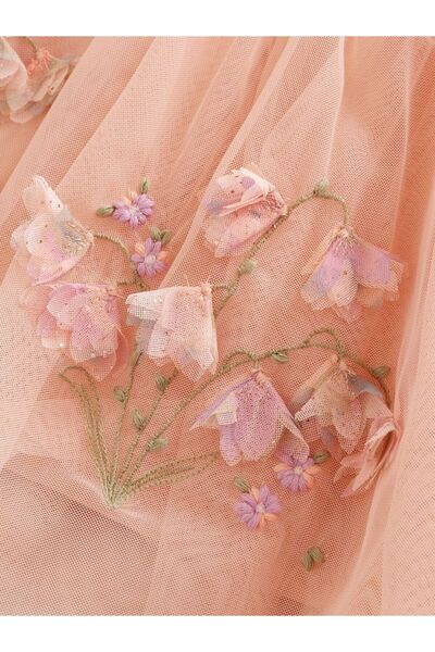 Next Baby Pembe - İşlemeli Kız Bebek & Çocuk Tül Elbise