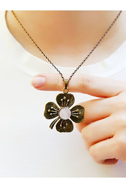 esha Doğal Taş Pembe Kuvars Doğal Taşlı Yonca Model Kadın Doğal Taş Otantik K...