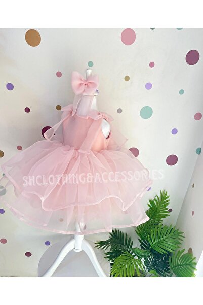 SHClothing accessories Koyu Pudra Organze Kabarık Tül Fiyonk Detay Elbise