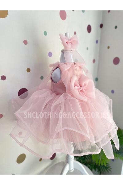 SHClothing accessories Koyu Pudra Organze Kabarık Tül Fiyonk Detay Elbise