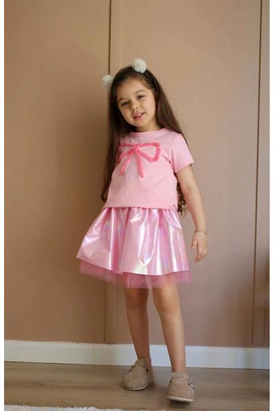 Kokosh kidss Girl's Shiny Skirt Bow Special Day Suit