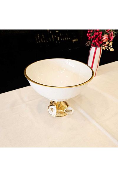 MaviDamla 3 Pieces Gala White Mined Model Presentation Set Gilding Detail Gold