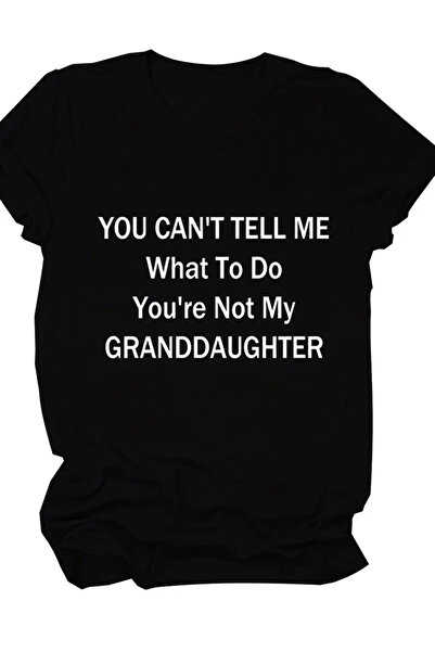 Generic Brand Women's Printed T-Shirt Short Sleeve Crew Neck T-Shirt - Black
