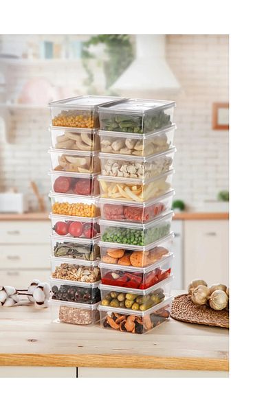 UCR HOME Self-Covered Icebox Storage Container Deep Freezer Organizer Set 10 Pieces 2 Liters