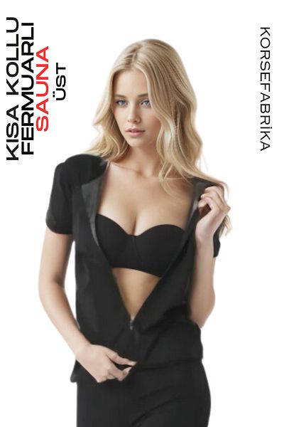 korsefabrika trend mood store Sauna Thermal κοντά μανίκια - Μπλούζα με φερμουάρ και αδυνάτισμα