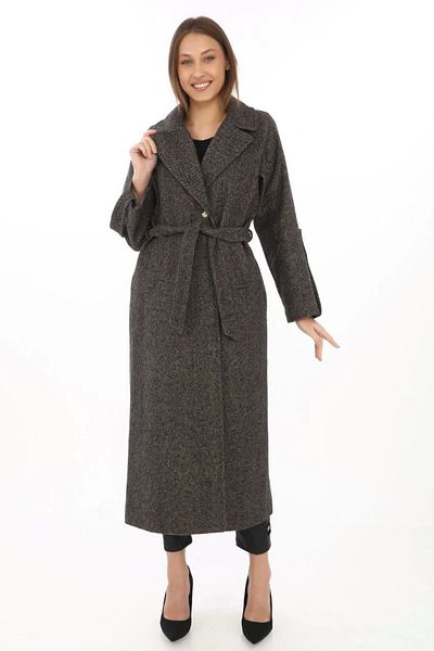 Vemora Women's Lined Cashmere Cashmere Coat with Epaulets - Smoked