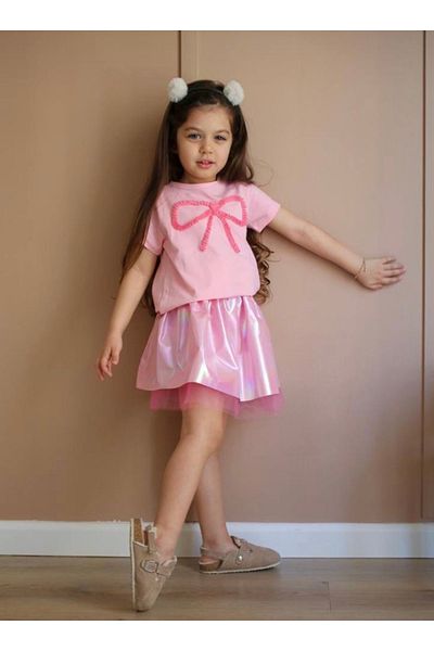Kokosh kidss Girl's Shiny Skirt Bow Special Day Suit