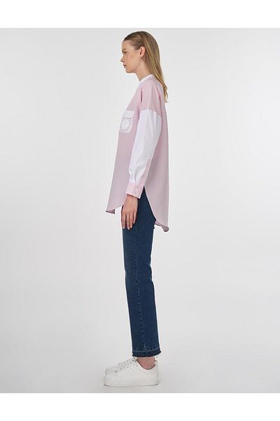 Kayra Lace Appliqued Stripe Pattern Tunic-81087