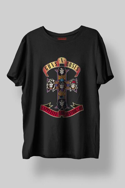 Sound Gorgeous تيشيرت أسود للجنسين بطبعة موسيقى فرقة Guns N Roses، بقصة عادية...