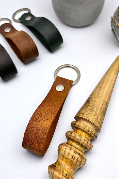 pepuza Genuine Leather Artisan Series Keychain Camel - Customizable