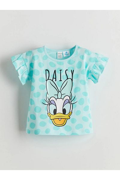 LC Waikiki Lcw Baby Green Daisy Duck Printed Baby Girl Shorts Pajama Set