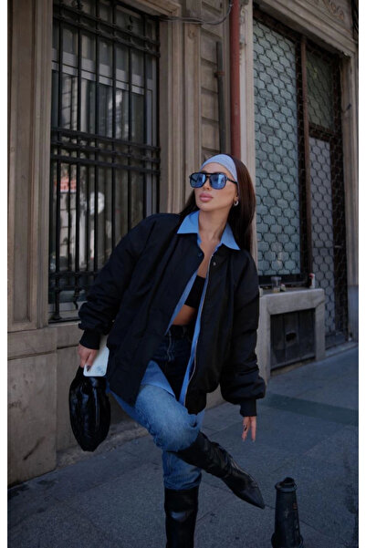 velmorafashion Velmora Pocketed Bomber Jacket Coat - Black -