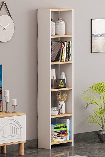 Cosargroup Bohem 6 Raflı 40 Cm Dekoratif Kitaplık Bohem Tarz Kitaplık Ofis Kitaplığı Dolap Evrak Rafı Ev Rafı