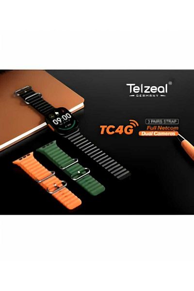 Generic TC4G Smart Watch Dual Camera 2.2 Inch Full Screen with 4GB RAM 64GB SIM Card with 3 Straps