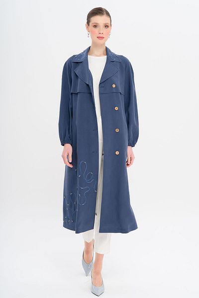 Olcay Șapcă modal ne căptușită cu detaliu broderie cu mâneci raglan INDIGO 6735