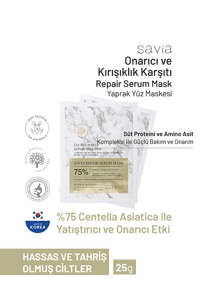 Savia Repairing and Anti-Wrinkle Leaf Face Mask| Niacinamide| Hyaluronic| 75% Centella