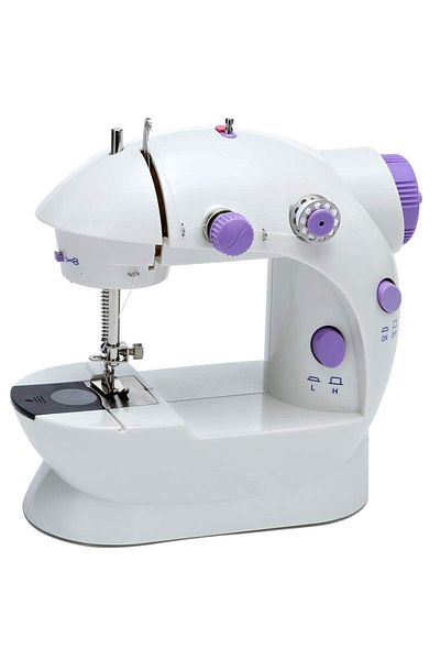 FOXMAG24 Mini portable sewing machine with pedal, battery or mains powered, Alba