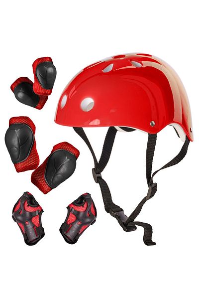 OEM Children's Protection Set, 7 pieces, SKATEBOARD model, Red color