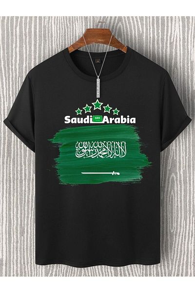 MANCY Unisex Saudi Arabia Flag Printed Oversize 100% Cotton T-Shirt