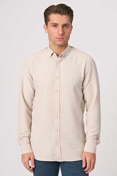 White Stone White Stone 2025-Y G2533 Seersucker Shirt Beige