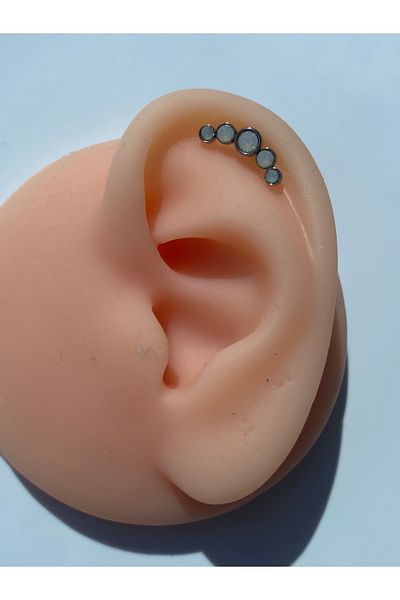 kurukafagift Piercing Steel Five Stone Tragus Helix Cartilage Flat Conch 8 mm