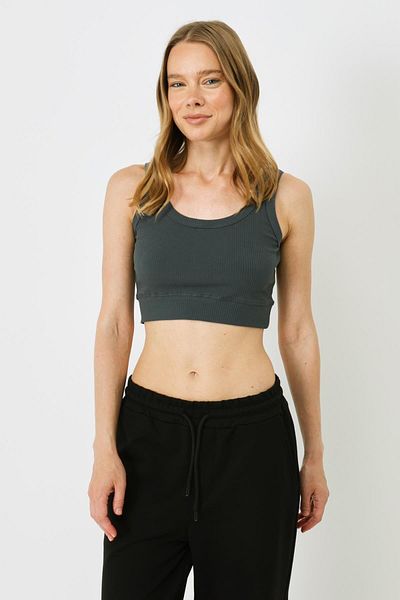 C&City Geräuchertes Crop-Unterhemd für Damen – flexibel gestrickt, mit Trägern 926