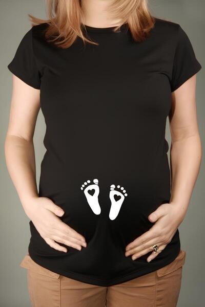 MANCY تي شيرت نسائي للحوامل مصنوع من القطن بنسبة 100% مطبوع عليه قلب صغير