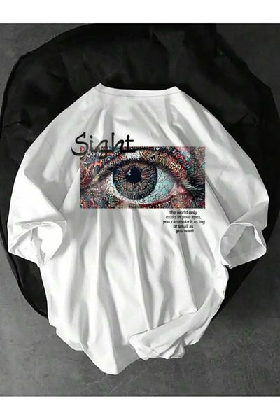 MANCY Unisex Eye Printed Oversize 100% Cotton T-Shirt