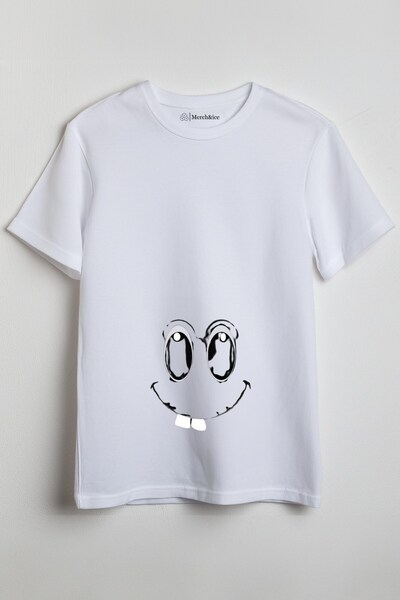 Mutlu Gözler Surat Baskılı Unisex Oversize T-Shirt