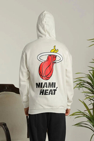 beybunn Men's Oversize Three-Thread Hooded Sweatshirt - Back and Front Printe...