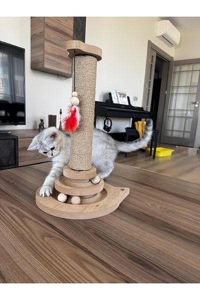 pethomealpi Cat Toy with Cat Scratch and Wooden Balls 41 cm