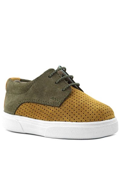Rakerplus Genuine Leather Mustard Yellow Khaki Elastic Boys' Casual Shoes