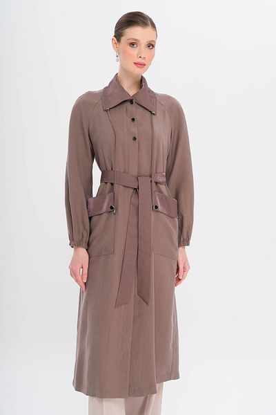 Olcay Shirt Collar Bag Pocket Unlined Modal Cap Brown 6736