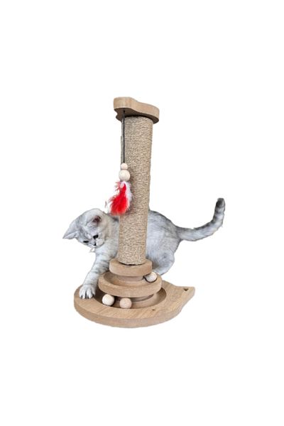 pethomealpi Cat Toy with Cat Scratch and Wooden Balls 41 cm