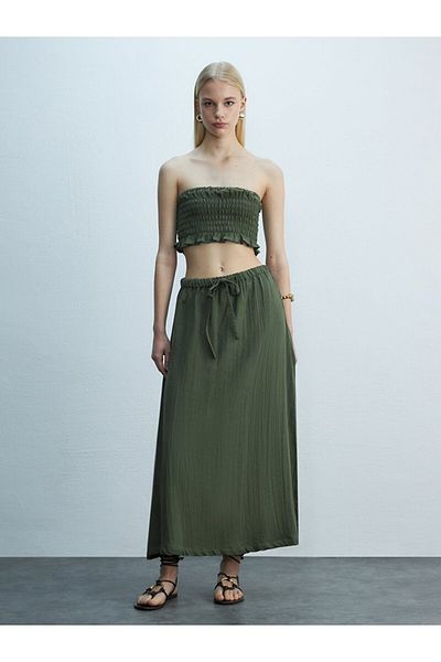 Ltb Basic Midi Green Skirt