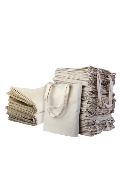 woys يتم إرسال 3 قطع من حقيبة القماش الخام القطنية الجاهزة للطباعة. الحجم: 35...