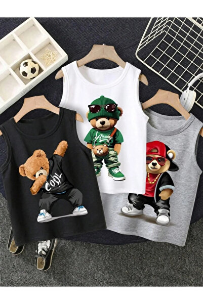 MANCY Σετ μπλουζάκι με στάμπα αρκουδάκι για αγόρια