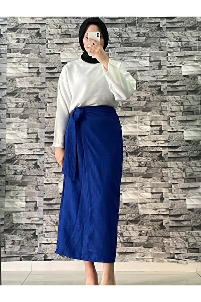 The Moda Linen Blended Side Tied Lined Skirt