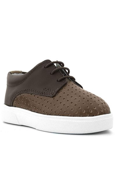 Rakerplus Genuine Leather Brown Elastic Boys' Casual Shoes
