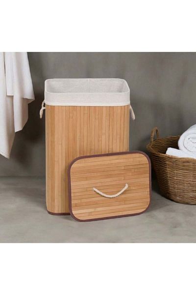 SyaMAG Foldable bamboo laundry basket, natural, 72L, 40x30x60 cm