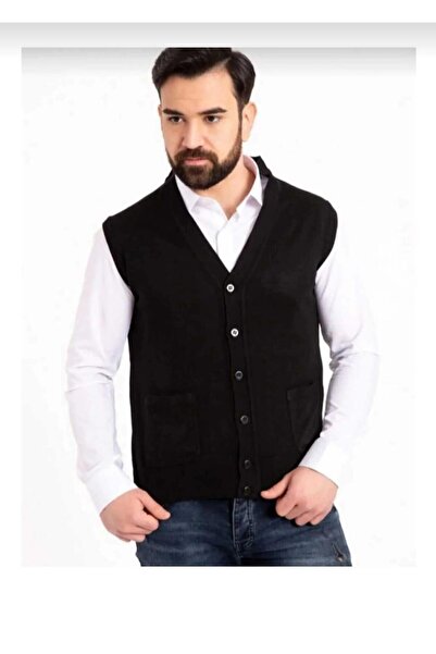 BAGİSTA BUTİK Men's Thin Wool Knitwear Knitted Buttoned Vest