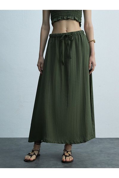 Ltb Basic Midi Green Skirt