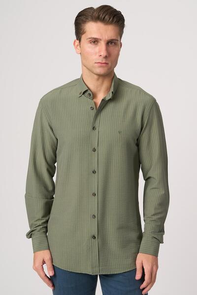 White Stone WHİTE STONE 2025-Y G2533 GOFRE GÖMLEK HAKİ