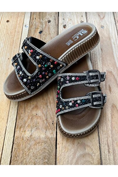 BRGL Жіночі ортопедичні капці SHIK з подвійною застібкою, прикрашені різнокольоровими камінцями