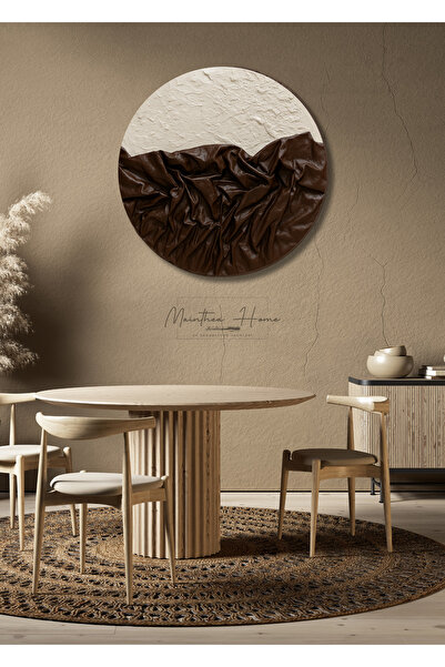 MAİNTHEAHOME Dokulu Yuvarlak Alçı Tablo - Sonsuz Vadi | El Yapımı 3D Dekorati...