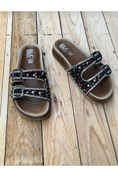 BRGL Жіночі ортопедичні капці SHIK з подвійною застібкою, прикрашені різнокольоровими камінцями