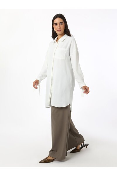 Refka Λευκό Refka - Tunic με μακριά πλάτη και λεπτομέρεια γραβάτας