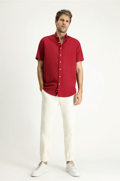 Kiğılı Short Sleeve Regular Fit Sports Cotton Button Collar Shirt