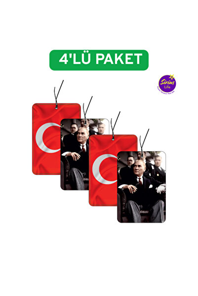 siriuslife Türk Bayrağı Mustafa Kemal Atatürk Tasarımlı Dekoratif Oto Araç Ko...